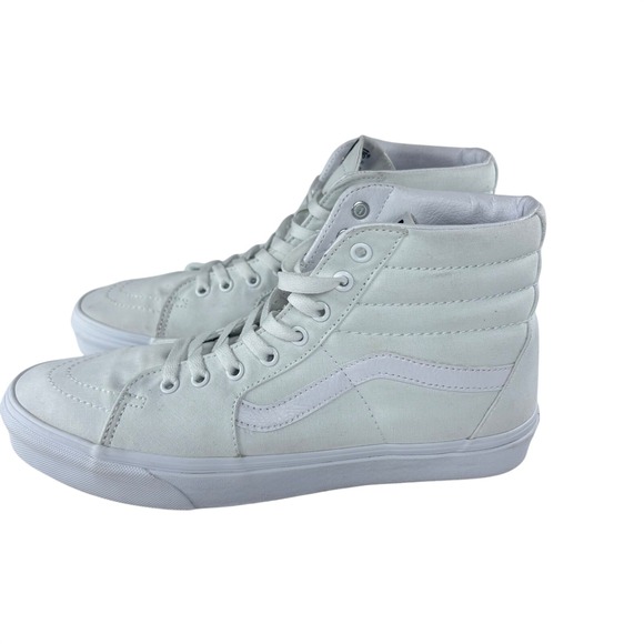 Vans Sk8 Hi All White Canvas High Top Skate Shoes Mens 10.5 Womens 12 Grunge